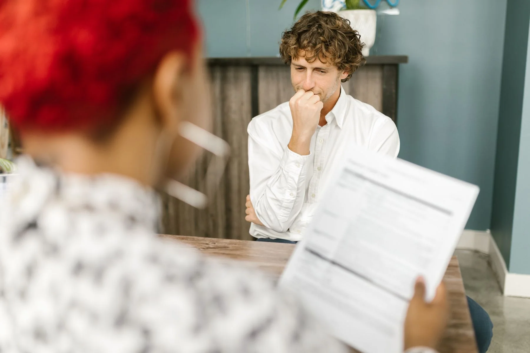 A candidate considering the next step in an interview
