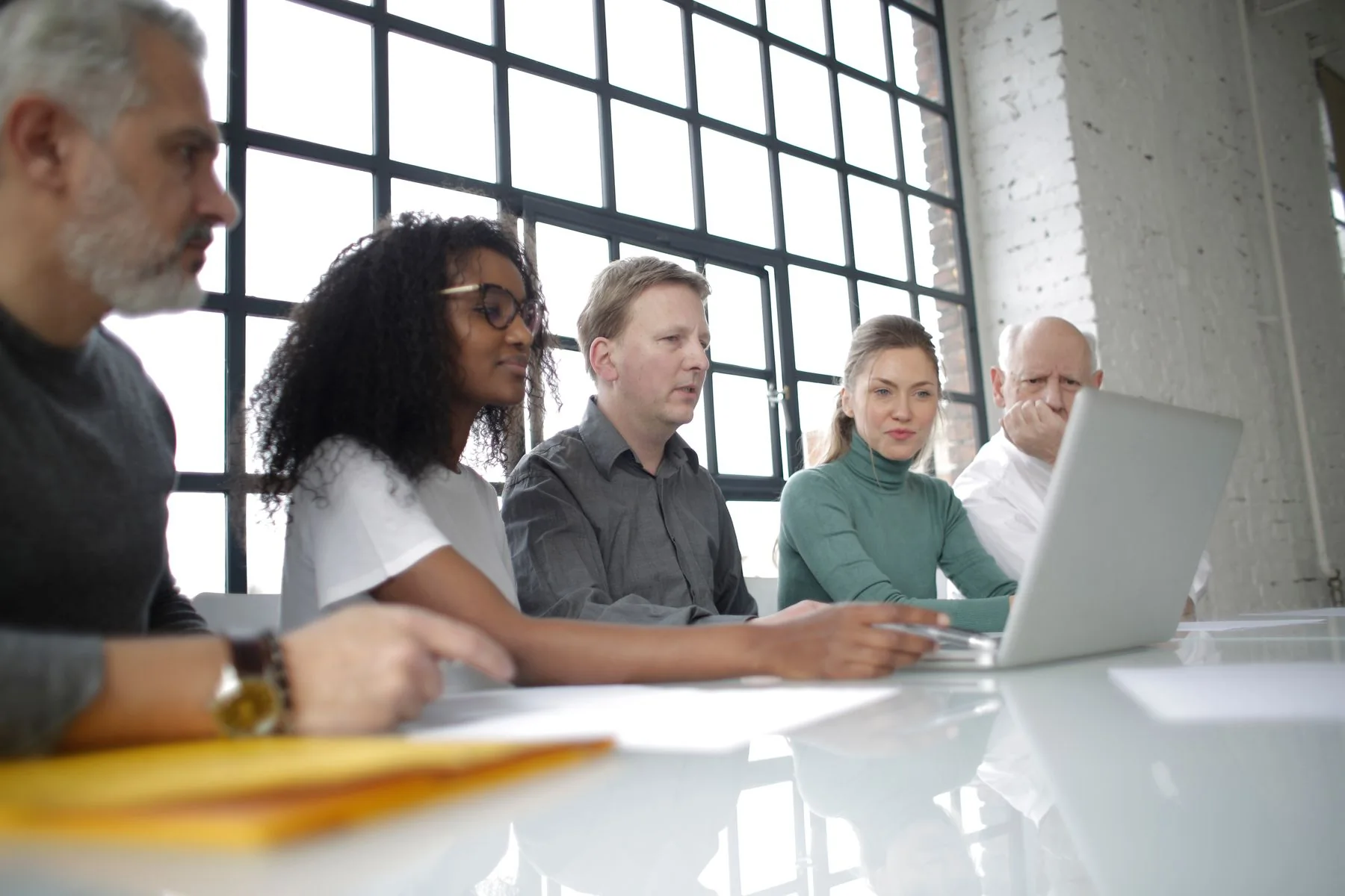 A team working together around a table